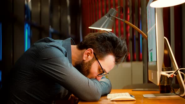 Man Feeling Desperate Financial Hangover. Stressed Businessman Lonely Suffering From Depression. alt