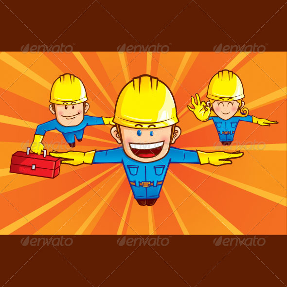 Repairman Superhero - Characters Vectors