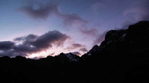 Time Lapse Sunrise over Rysy Mountain in Tatra National Park
