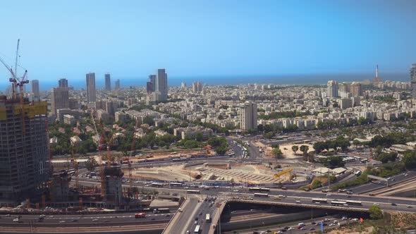 Tel Aviv Skyline with the Mediterranean Sea at the Distance