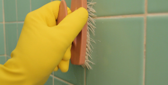 Scrubbing A Bathroom Wall
