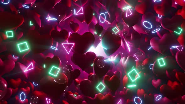 Bubbles Heart In Love Neon 01 HD