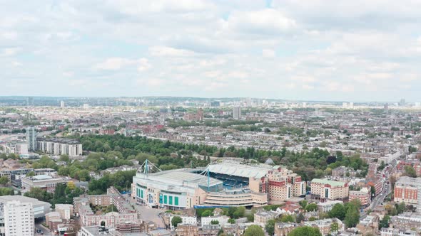 circling drone shot around stamford bridge Chelsea stadium London alt