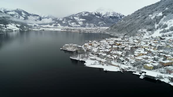Aerial View Of Zell Am See In Winter
