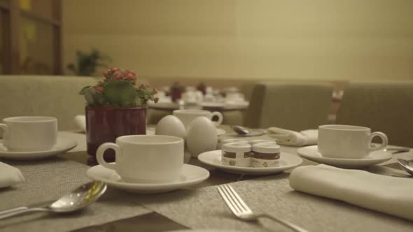 Decorated And Served Tables In A Restaurant