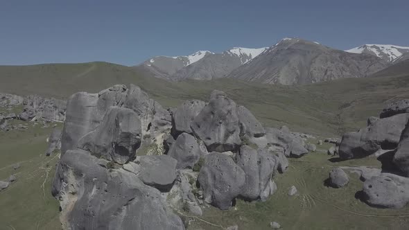 Southern Alps sunny aerial footage