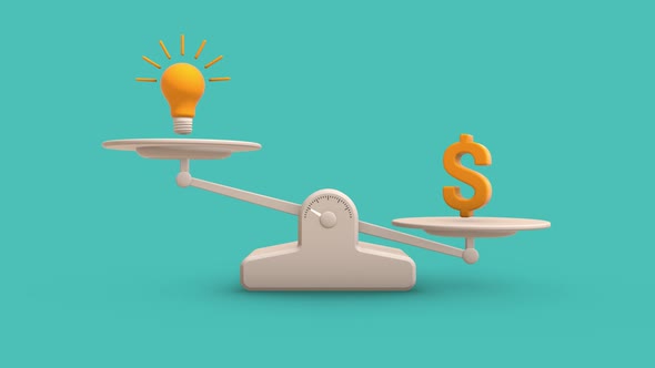 Idea and Money Balance Weighing Scale Looping Animation alt