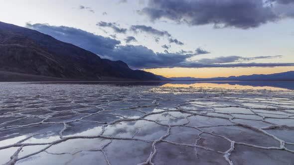 Badwater Basin at Sunrise. Death Valley National Park. California, USA alt