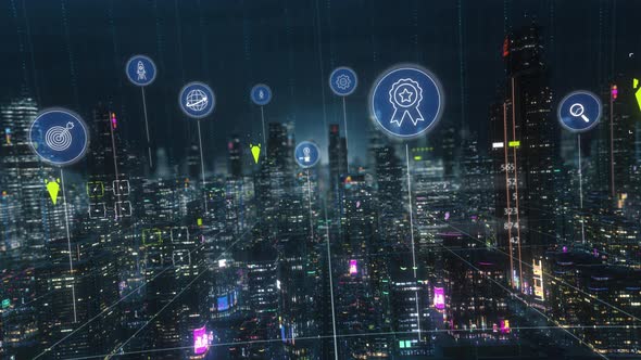 Digital Abstract Smart City Seo Icons
