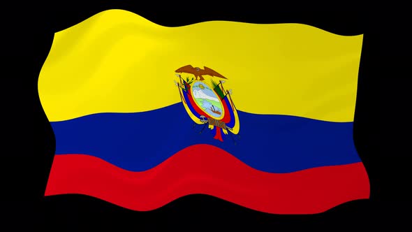 Ecuador Waving Flag Animated Black Background