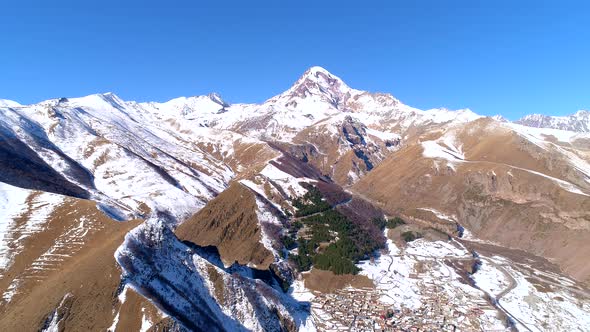Aerial view of Mount Kazbek