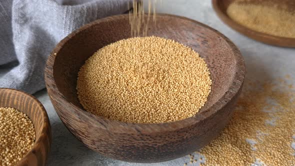 Raw Amaranth seeds in a bowl  close up alt