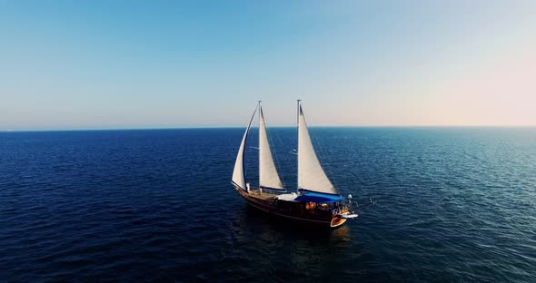 Aerial View of the Palinuro Sailing Ship at Sea