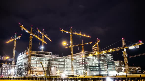 Construction site at night Time Lapse