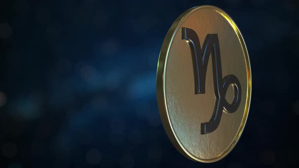 Gold Token with Capricorn Zodiac Sign alt