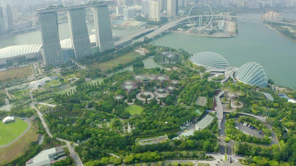 Drone Aerial view 4k Footage Of Gardens By The Bay, alt