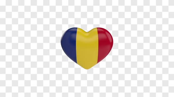 Romania Flag on a Rotating 3D Heart alt