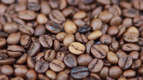 Rotating Roasted Brown Coffee Beans