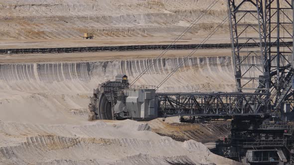 Large bucket wheel excavator in Hambach opencast lignite mine in Germany alt