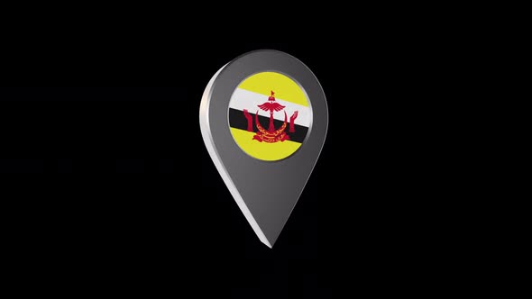 3d Animation Map Navigation Pointer With Brunei Flag With Alpha Channel -  2K alt