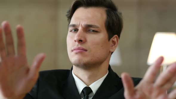 Disagree, Disowning Businessman Gesture alt