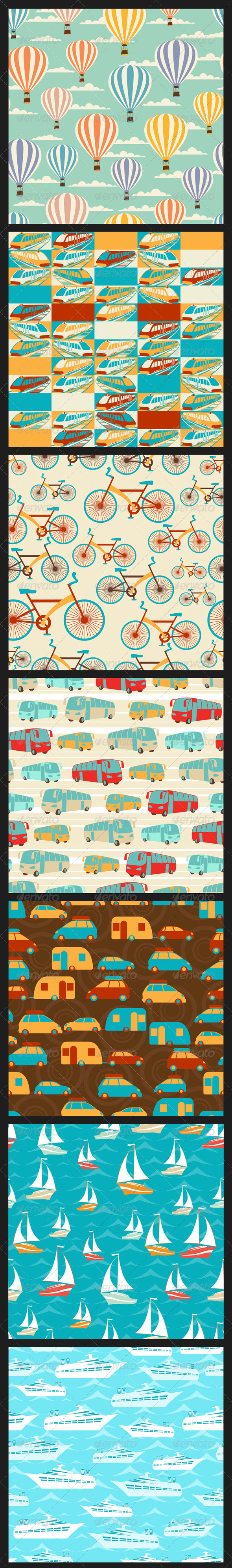 Retro Travel Seamless Patterns. - Travel Conceptual