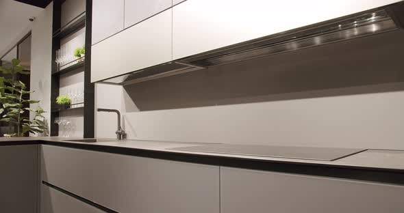 Modern Kitchen Room with Minimalist Dining Table alt