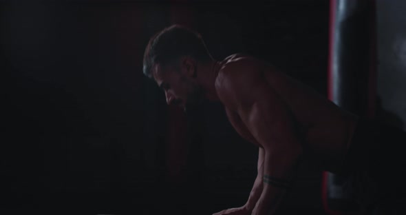 Intense Workout for a Athletic Man Doing the Push alt