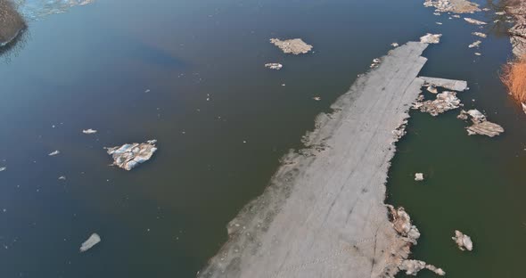 Melting Ice Flowing on Water Surface Ice Drift on the River alt