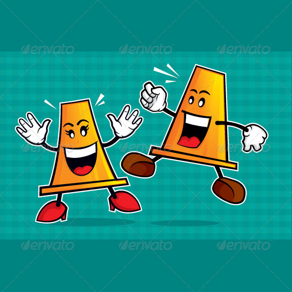 Safety cone mascot - Characters Vectors
