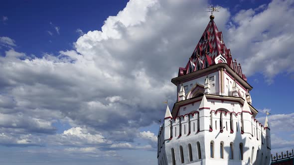 Kremlin in Izmaylovo against the moving clouds, Moscow, Russia