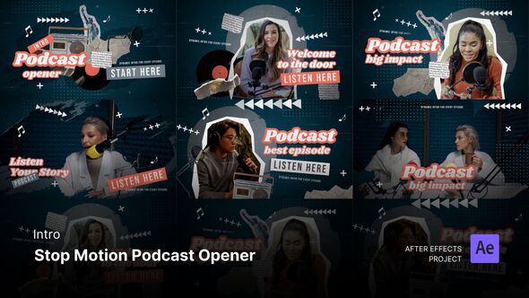 Intro/Opening - Stop Motion Podcast Opener After Effects Project Files Openers template preview