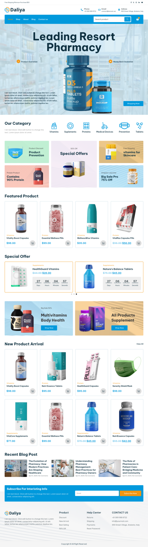 Daliya - Pharmacy & Medical Store WooCommerce Elementor Pro Template Kit