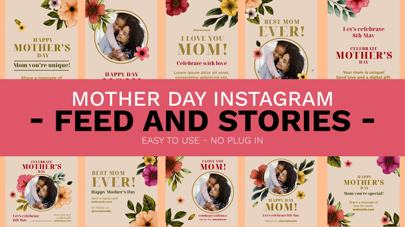 Mother Day Feed and Stories Instagram Openers template preview