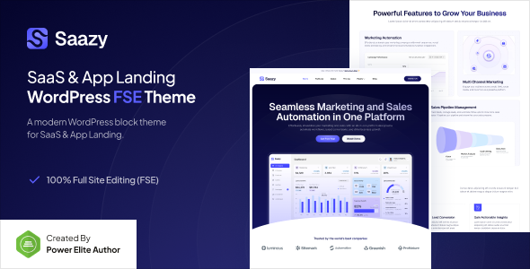 Saazy – SaaS & App Landing Page FSE WordPress Theme