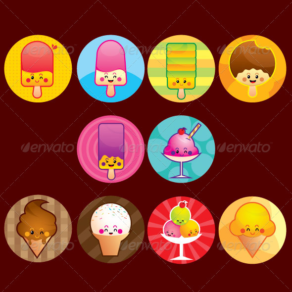 Ice cream buttons - Characters Vectors