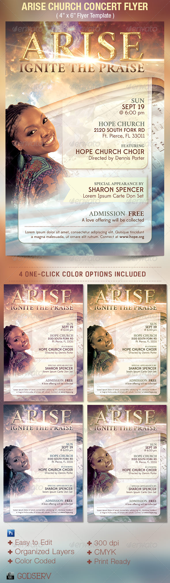 Arise Church Concert Flyer Template - Church Flyers
