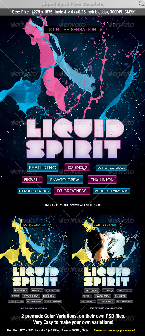 Liquid Sprit Flyer Template - Clubs & Parties Events