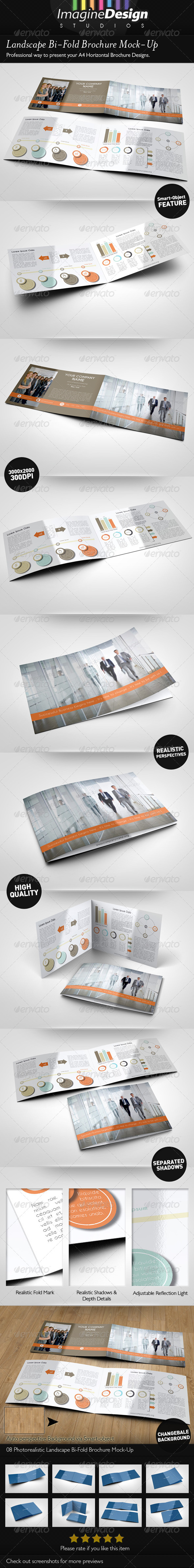 Landscape Bi-Fold Brochure Mock-Up - Brochures Print
