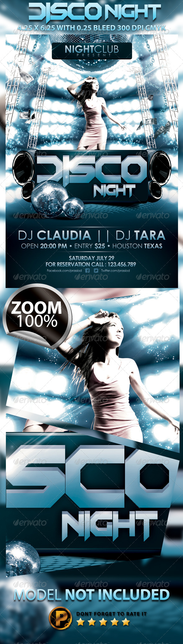 Disco Night Party Flyer Template - Clubs & Parties Events