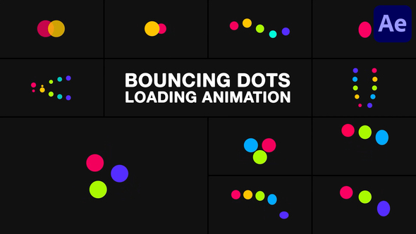 Bouncing Dots Loading Animation for After Effects Elements template preview