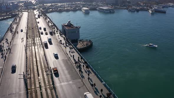 Istanbul Galata Bridge Aerial View 5 alt
