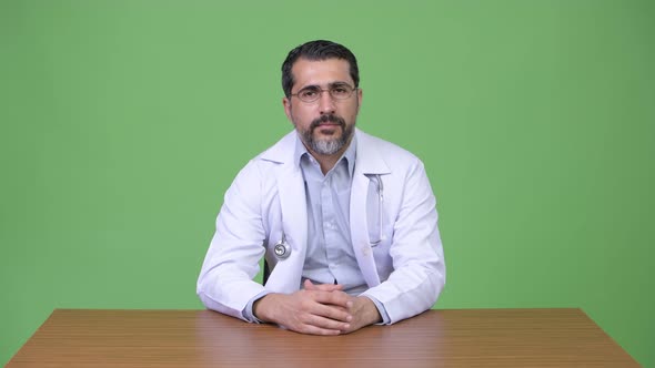 Handsome Persian Bearded Man Doctor Smiling