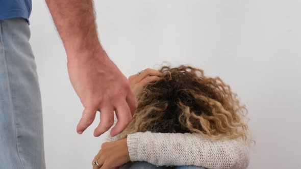 Man about to beat up his wife and violence female abuse concept crime - husband punch aggression alt