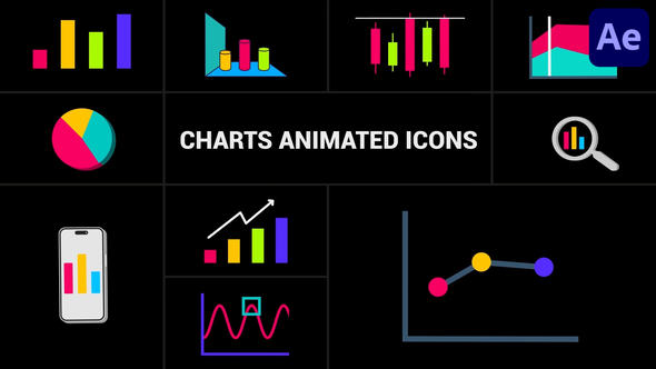 Charts Animated Icons for After Effects Elements template preview