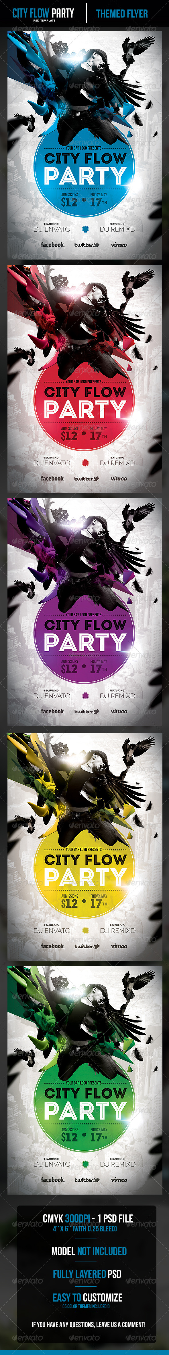 City Flow Party Flyer Template - Clubs & Parties Events