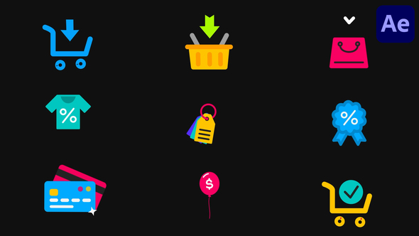 Online Shopping Animated Icons for After Effects Elements template preview
