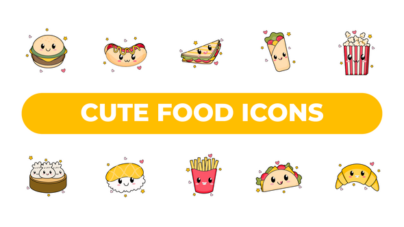 Cute Food Icons Elements template preview