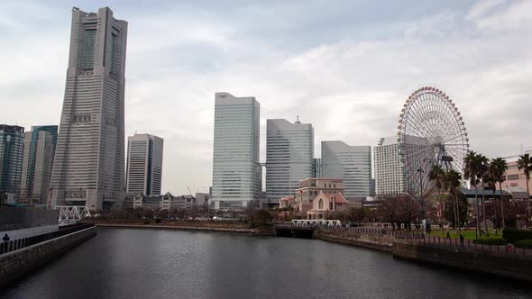 Yokohama Cityscape Skyscraper Riverside Hyperlapse alt
