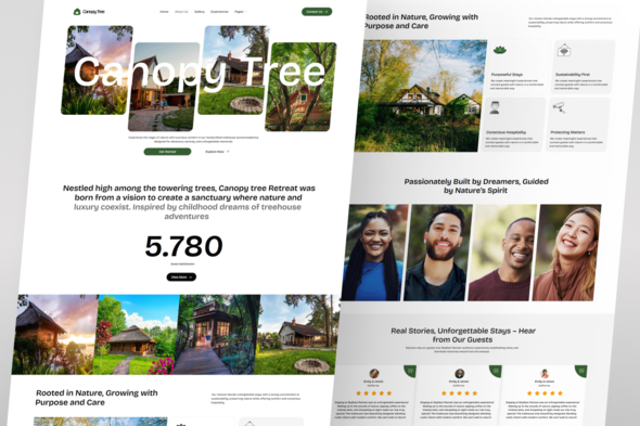 CanopyTree - Treehouse Accommodations Elementor Template Kit for Nature Retreats and Eco Stays